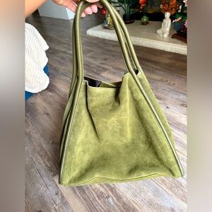 ASOS DESIGN suede tubular tote bag in forest green